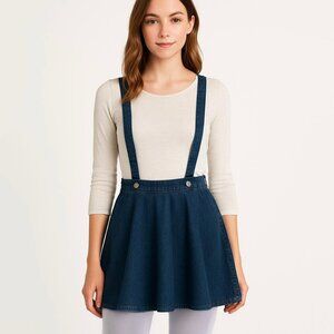 Lee Denim Jean Short Skirt Suspender Overalls Prep Western Coastal Cowgirl Boho